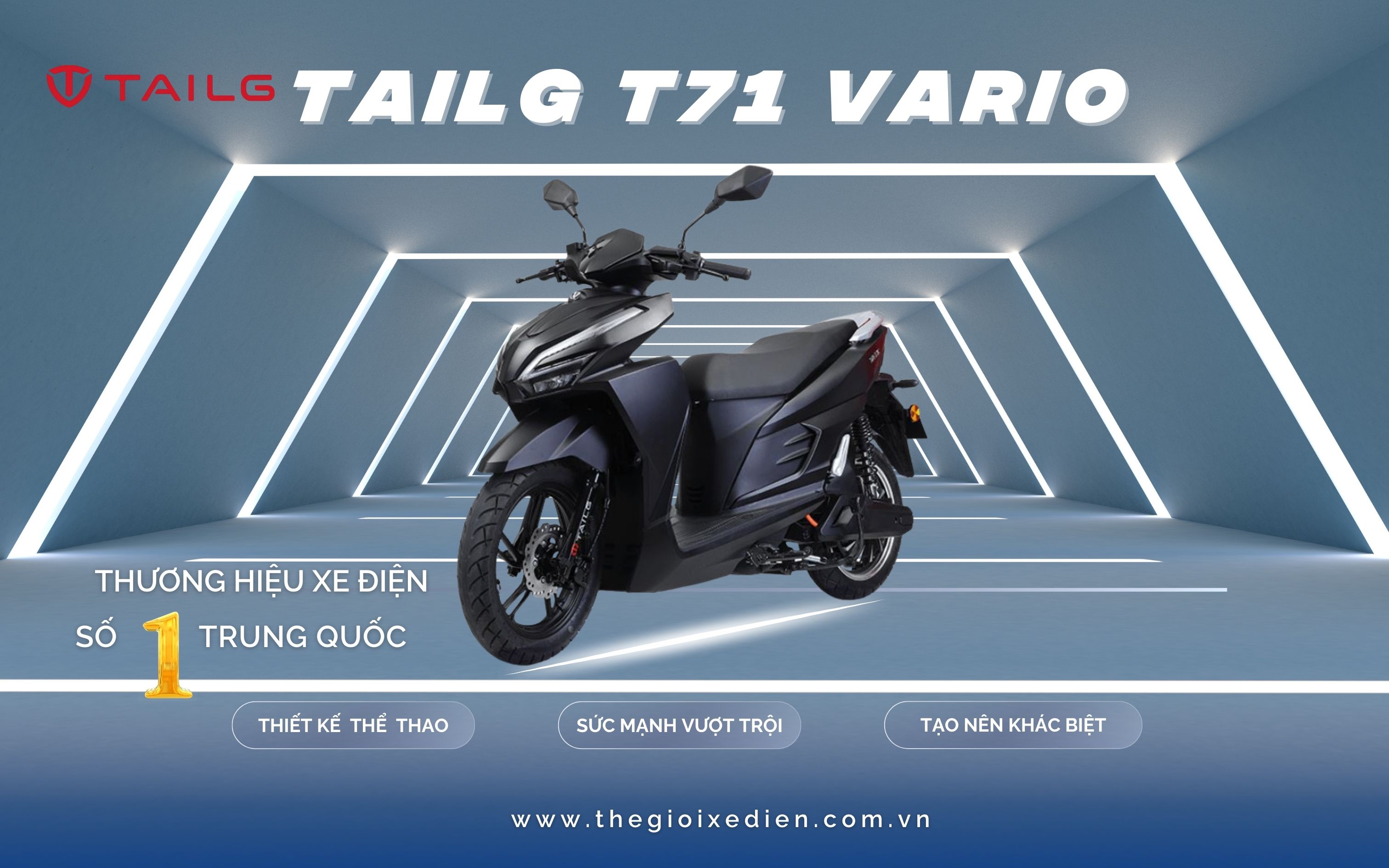 Xe Máy Điện Tailg T71 Vario 8 Acquy 23A 150km/1 lần sạc