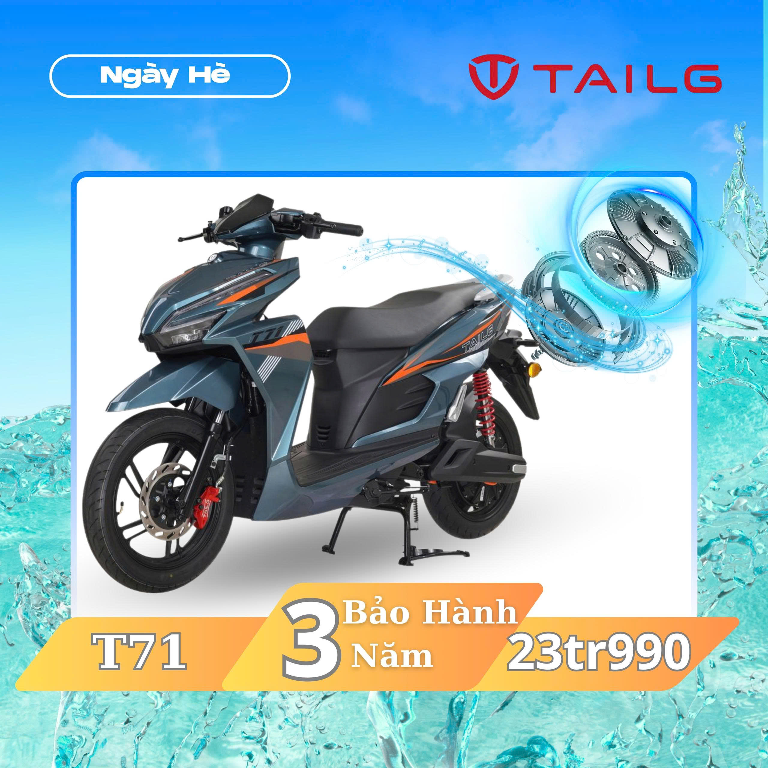 Xe Máy Điện Tailg T71 Vario 8 Acquy 23A 150km/1 lần sạc