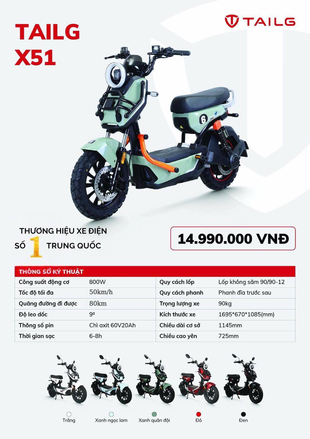 Cập nhật mới nhất: Xe điện Tailg X51 giá bao nhiêu trong tháng 6/2025?