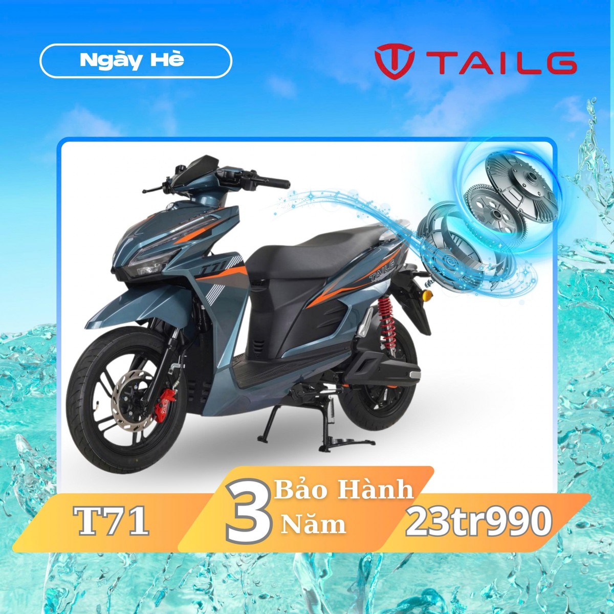 Xe Máy Điện Tailg T71 Vario 8 Acquy 23A 150km/1 lần sạc